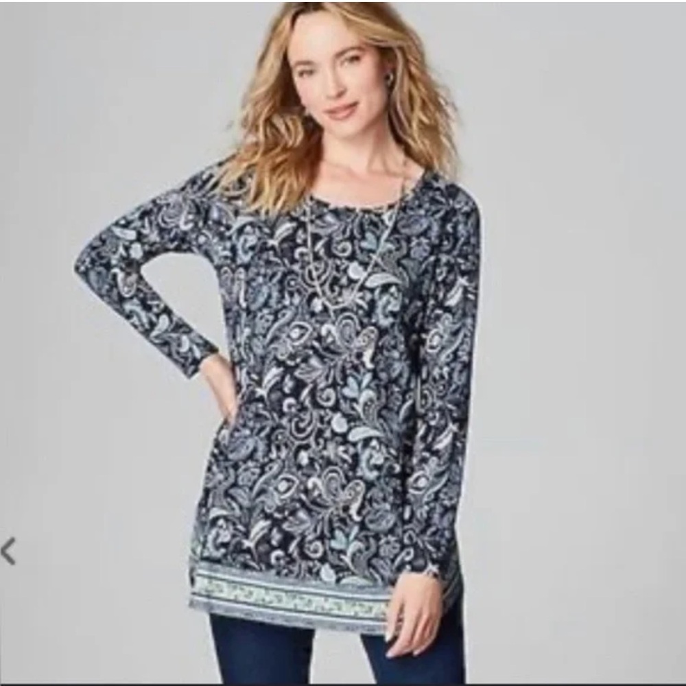 J. Jill Floral Paisley midnight blue long sleeve top